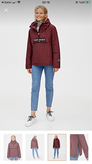 m Beden bordo Renk Pull and bear kanguru mont