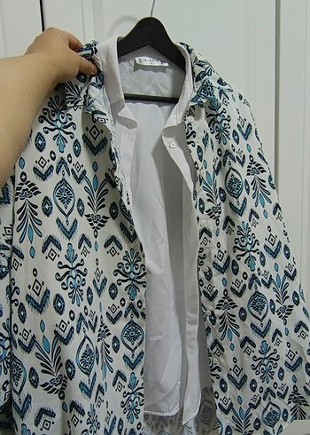 Düğmeli Beyaz Keten Kadın Gömlek - Görsel 3