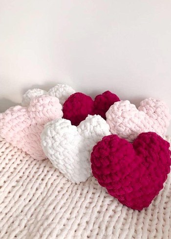 El Örgüsü Kalp Şeklinde Yumuşak Yastıklar - Görsel 2