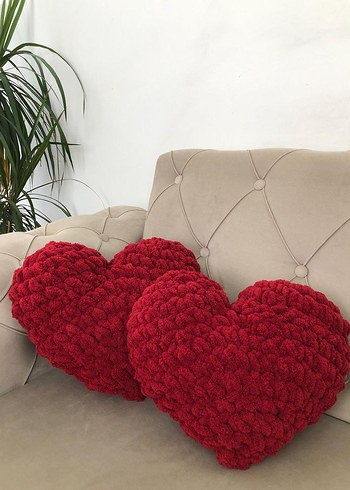 El Örgüsü Kalp Şeklinde Yumuşak Yastıklar - Görsel 3