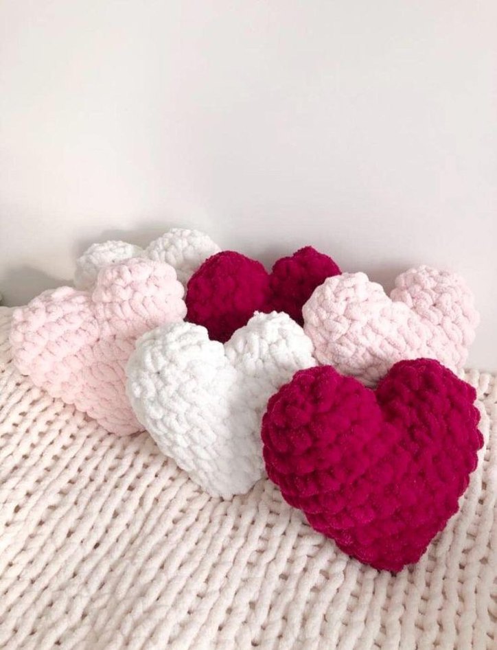 El Örgüsü Kalp Şeklinde Yumuşak Yastıklar - Görsel 2