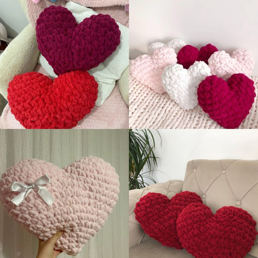 Örgü Kalp yastık - Görsel 4