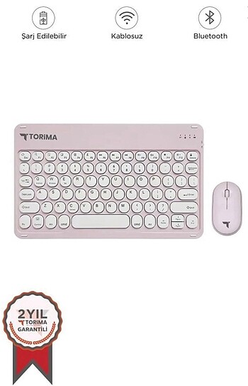 Torima Pembe Kablosuz Bluetooth Klavye Mouse Seti