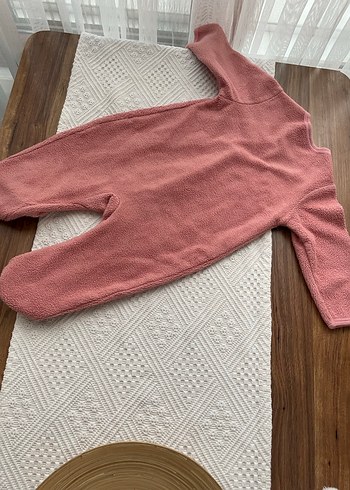 6 Ay Beden Düğmeli Pembe Bebek Kız Tulumu