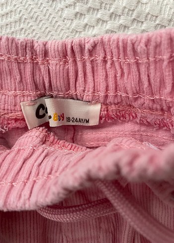 18-24 Ay Beden pembe Renk Düğmeli Pembe Kız Çocuk Rahat Pantolon