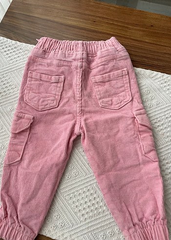 18-24 Ay Beden Düğmeli Pembe Kız Çocuk Rahat Pantolon