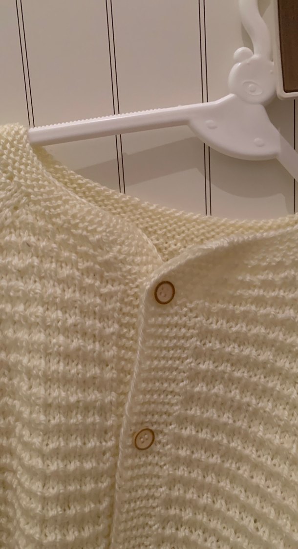 Çocuk Örgü Beyaz Hırka El Örgüsü - Görsel 4