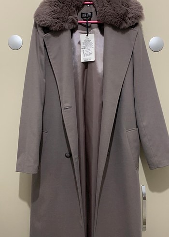 Kürklü Bej Uzun Kadın Kaban - Görsel 5