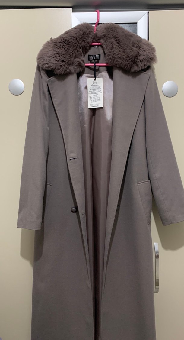 Kürklü Bej Uzun Kadın Kaban - Görsel 5