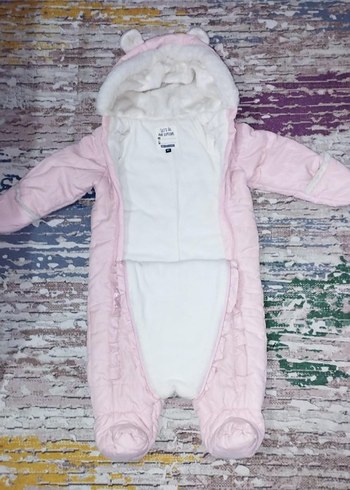 Kürklü Kapüşonlu Pembe Bebek Tulumu - Görsel 2