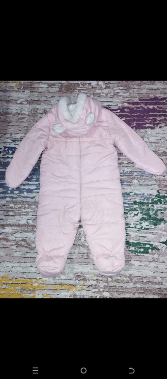 Kürklü Kapüşonlu Pembe Bebek Tulumu - Görsel 3