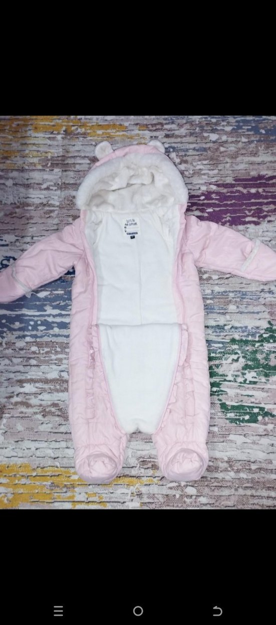 Kürklü Kapüşonlu Pembe Bebek Tulumu - Görsel 2