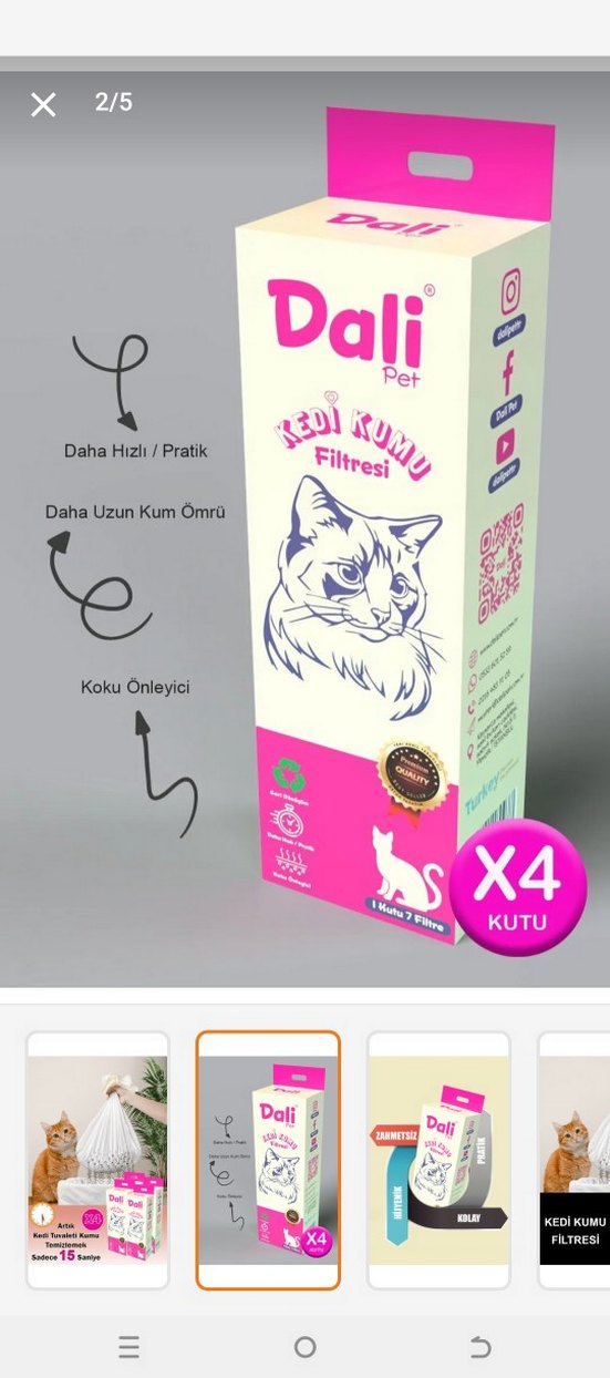 Dali Kedi Tuvaleti Kumu Temizleyici 4'lü  toplam 19 kutu - Görsel 2