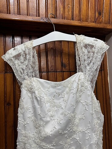 AKAY GELİNLİK  TAMAMEN TAŞLI FRANSIZ KÜPÜR  A KESİM - Görsel 12