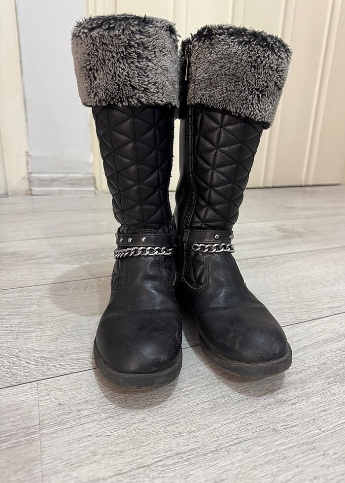 SEVENTEEN  LAPIYA SİYAH KIZ ÇOCUK KÜRKLÜ DERİ ÇİZME - Görsel 2