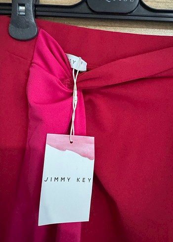 Kırmızı Kadın Drapeli Uzun Etek - Görsel 3