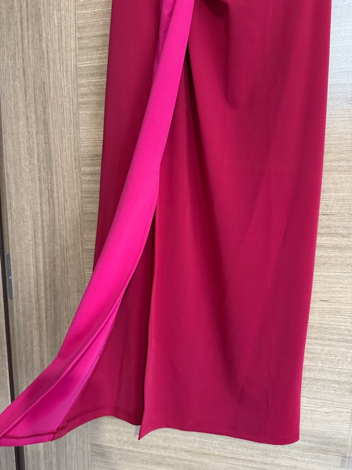 Kırmızı Kadın Drapeli Uzun Etek - Görsel 2