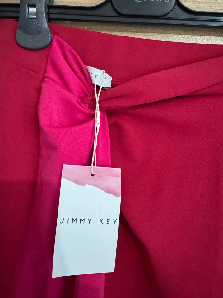 Kırmızı Kadın Drapeli Uzun Etek - Görsel 3