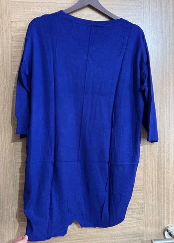 Kadın Mavi Fakir Kollu Triko Kazak - Görsel 4