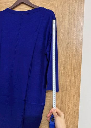 Kadın Mavi Fakir Kollu Triko Kazak - Görsel 5