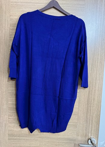 Kadın Mavi Fakir Kollu Triko Kazak - Görsel 3