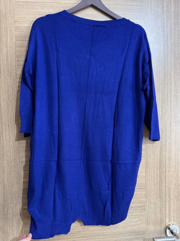 Kadın Mavi Fakir Kollu Triko Kazak - Görsel 4