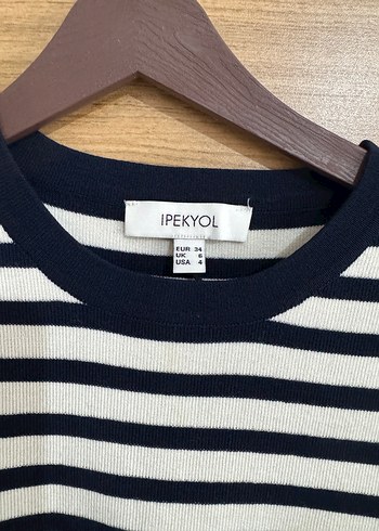 Uzun Kollu Çizgili Midi Kadın Triko Tunik Elbise - Görsel 4