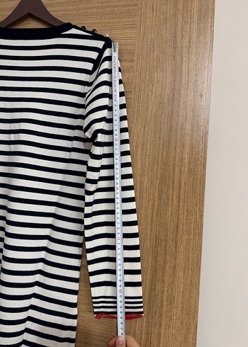 Uzun Kollu Çizgili Midi Kadın Triko Tunik Elbise - Görsel 9