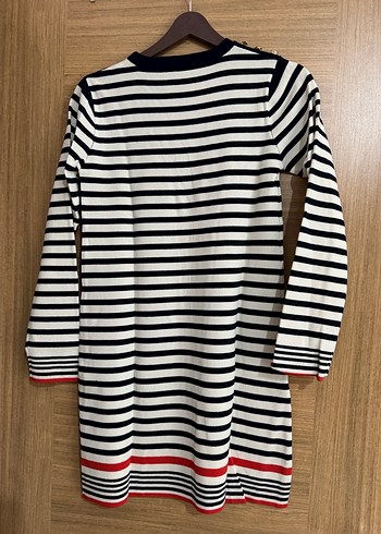 Uzun Kollu Çizgili Midi Kadın Triko Tunik Elbise - Görsel 5