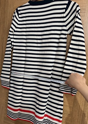 Uzun Kollu Çizgili Midi Kadın Triko Tunik Elbise - Görsel 8