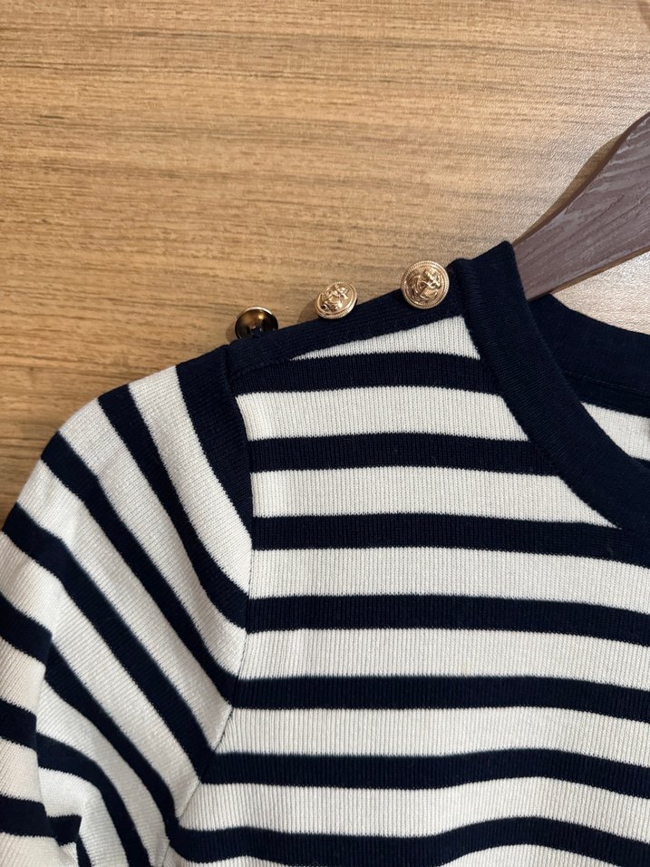 Uzun Kollu Çizgili Midi Kadın Triko Tunik Elbise - Görsel 3