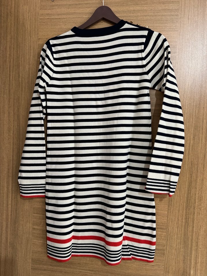 Uzun Kollu Çizgili Midi Kadın Triko Tunik Elbise - Görsel 5