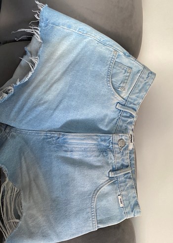 Mavi Mavi Bol Kesim Mini Denim Şort