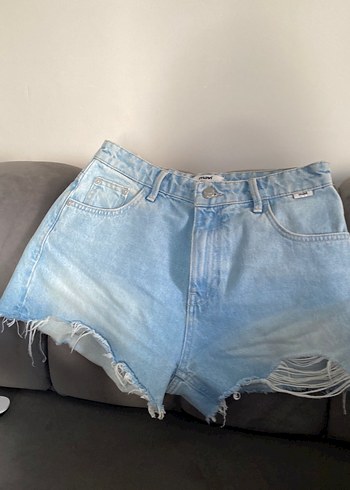 Mavi Bol Kesim Mini Denim Şort