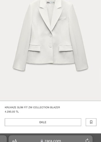 Zara Beyaz Kadın Blazer