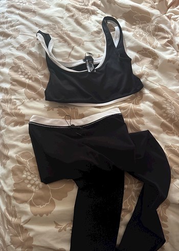 Siyah Mini Kadın Spor Üstü - tayt takım - Görsel 8