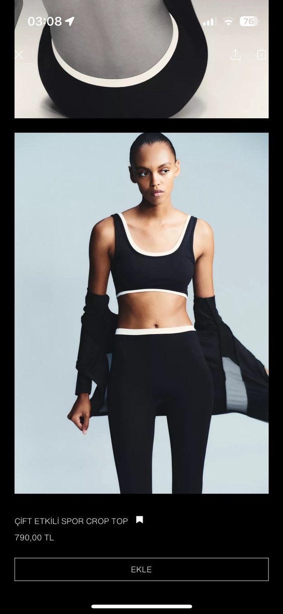 Siyah Mini Kadın Spor Üstü - tayt takım - Görsel 2