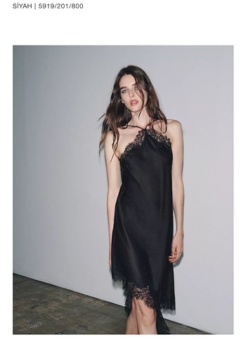 Zara Asimetrik Mini siyah Dantel Elbise
