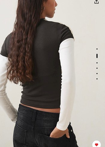 Siyah Gri Uzun Kollu Baskılı Hamile Tişörtü - Görsel 2