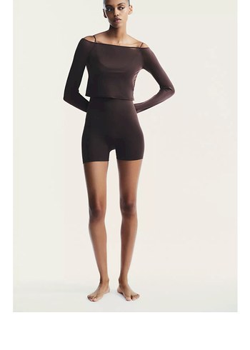 Kahverengi tulum ve uzun Kollu top - Görsel 2