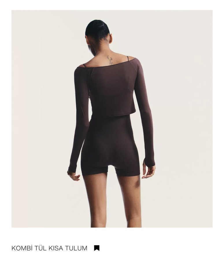 Kahverengi tulum ve uzun Kollu top - Görsel 4