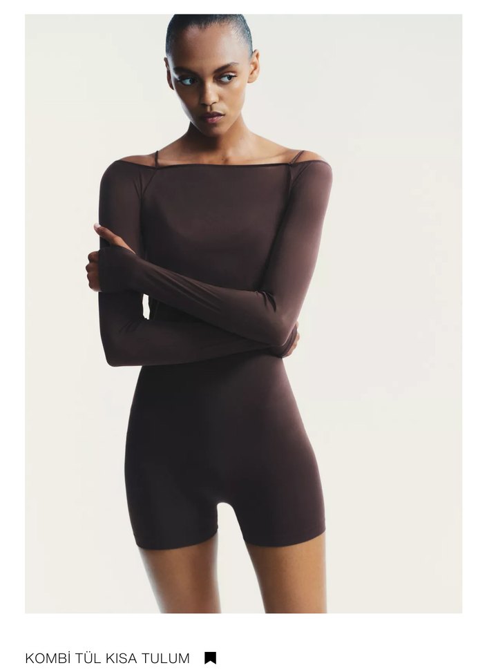 Kahverengi tulum ve uzun Kollu top - Görsel 5