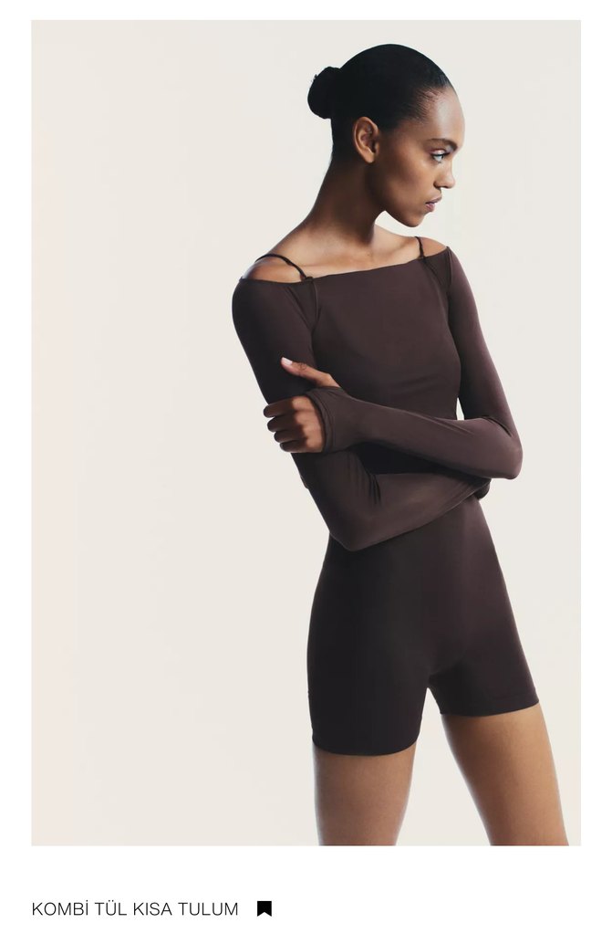 Kahverengi tulum ve uzun Kollu top - Görsel 3