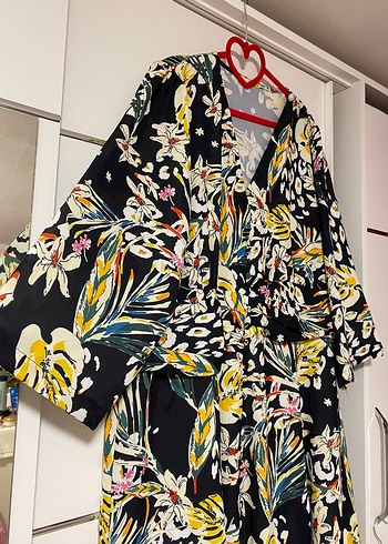 Çiçek Desenli Uzun Bohem Kimono