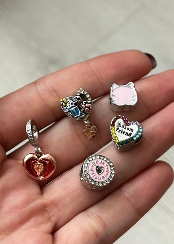 5 Adet Kalp Pandora Charm - Görsel 2