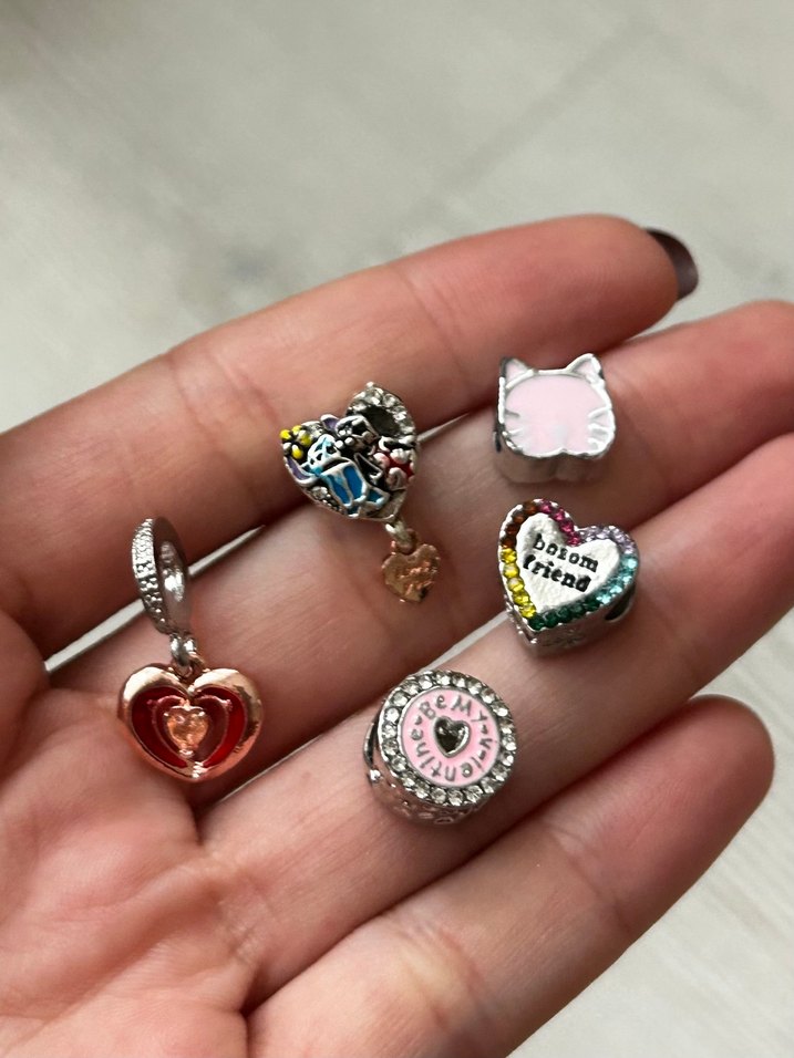 5 Adet Kalp Pandora Charm - Görsel 2