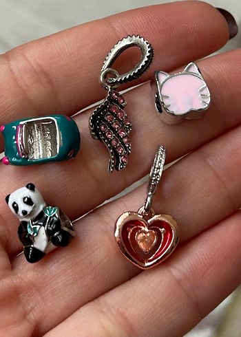 Renkli Parlak Kadın Charm Seti 5 Adet Charm - Görsel 2