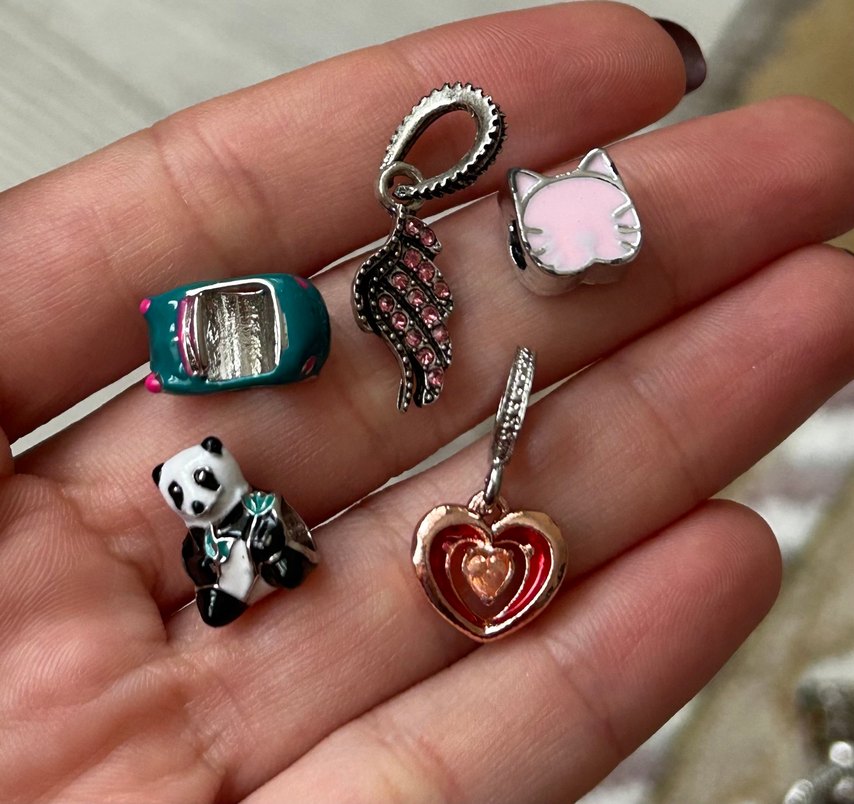 Renkli Parlak Kadın Charm Seti 5 Adet Charm - Görsel 2