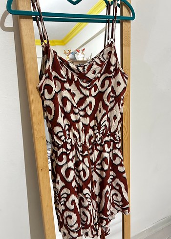 Kadın Kahverengi Bağcıklı Mini Tulum Defacto - Görsel 4