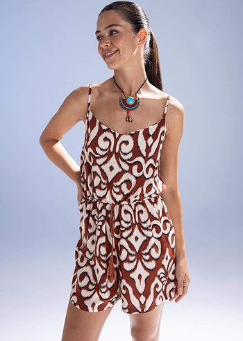 Kadın Kahverengi Bağcıklı Mini Tulum Defacto - Görsel 2